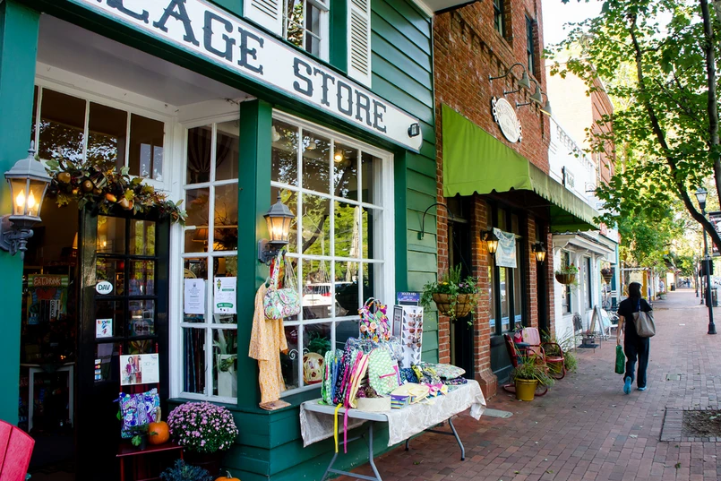 A village storefront on the historic main street in Davidson, North Carolina